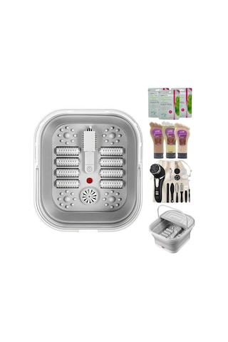 Deluxe Ayak Spa Seti, Elektrikli Masaj Aleti, Pedikür Aletleri, Ayak Peeling Maskeleri Ve Cilt Bakım Seti Kahve