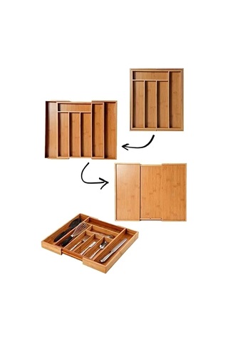 Bambu Ayarlanabilir Çekmece İçi 5 Ve 7 Bölmeli Kaşıklık Organizer Çok Renkli