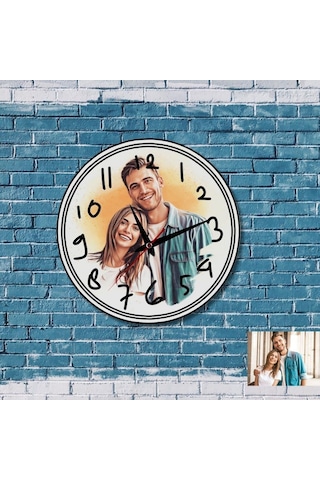 Sevgiliye Hediye Yağlı Boya Tasarımlı Cam Duvar Saati 2932-21 Çok Renkli