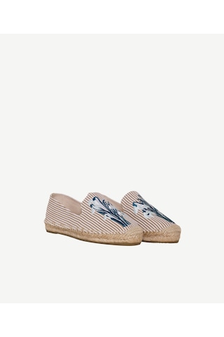 Yargıcı Nakış Detaylı Çizgili Kumaşlı Espadril 26ykay4029x 017 Bej