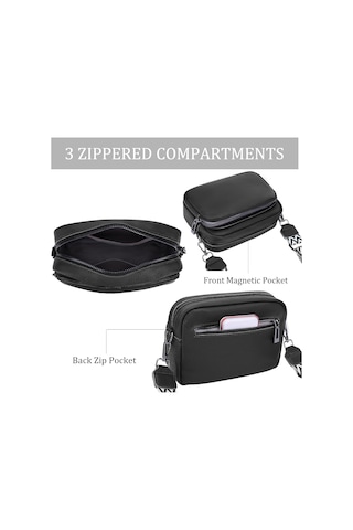 Kadınlar İçin Çapraz Askılı Çanta, Hakiki Deri Kamera Çantası Bayan Çapraz Askılı Çanta, Ayarlanabilir Ve Çıkarılabilir Geniş Askılı Küçük Omuz Çantası B-siyah A387 Siyah