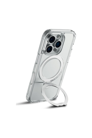 Apple iPhone 16 Pro Max Kılıf Magsafe Uyumlu Raptic Air Stand Serisi Buzlu Transparan Standlı Kapak Şeffaf