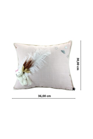Süslebabypartystore Kuru Çiçek Tanzimli, Ayıcıklı, Takı Yastığı, Pudra Renk Pudra