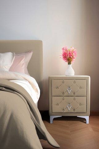 Ruby 2 Çekmeceli Komodin-silver Model Kapitoneli Yatak Odası Iki Çekmeceli Komodin&şifonyer Modeli Bej