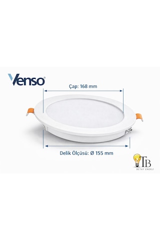 Venso Slim Led Panel 12w Yuvarlak Sıva Altı Beyaz Kasa Beyaz Işık Beyaz