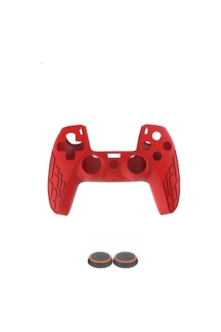 Cafele PS5 Dualsense Joystick Silikon Kılıf + Analog Koruyucu Kırmızı
