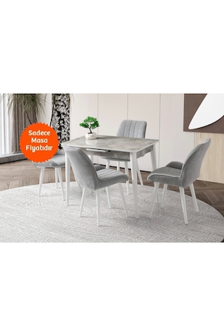 Rambla Ortadan Açılır Parlak Ahşap Yemek Masa Mermer 70x120cm