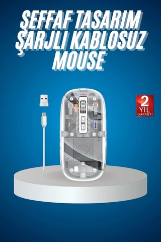 Sessiz Tıklama Çift Modlu Bluetooth Ve Alıcı Şeffaf Mouse Fare 26310698