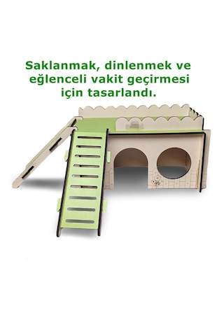Merdivenli Kaydıraklı Oyun Alanı Hamster Oyuncağı Yuvası 20x10x11 Cm-renk Turuncu