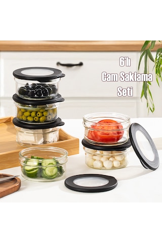 Porsima 4381 Flat 6 Lı Cam Çok Amaçlı Saklama Kabı