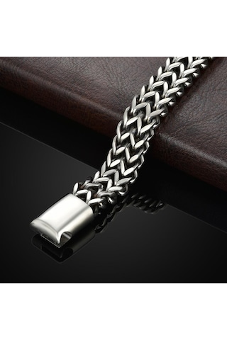 Çelik Yılan Zinciri Manyetik Toka Erkek Takı Bileklik Bilezik Moda Takı Ave Gümüş