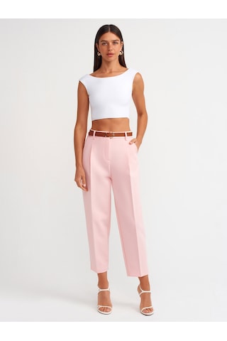 Dilvin Model Kemerli Pantolon Pudra