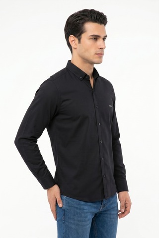 Artı Erkek Spor Slim Fit Uzun Kol Likralı Gömlek Bgl-st05465 Siyah