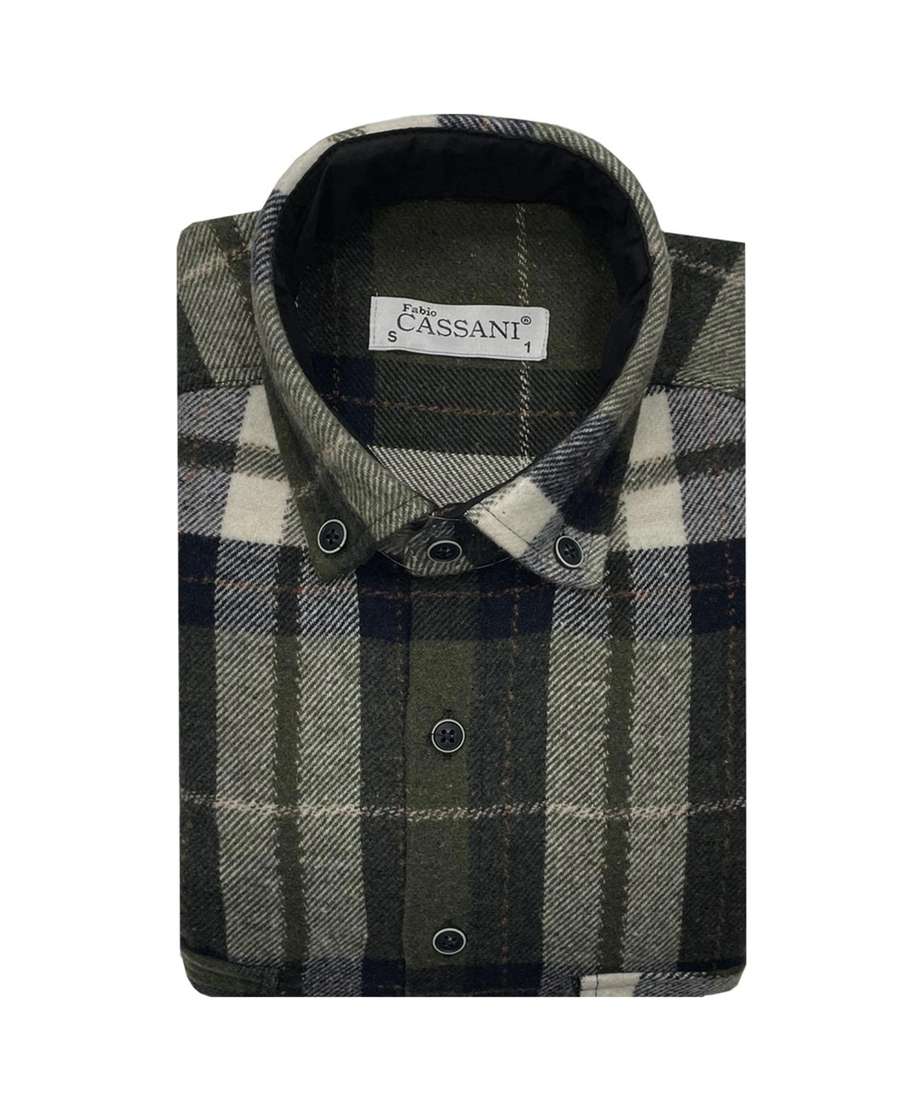 Fabio Cassani Erkek Kışlık Hakiki Oduncu Gömleği - 7406 Yeşil