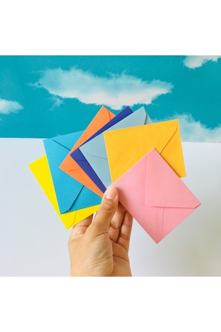 100 Adet Renkli Mini Zarf 7x9 CM