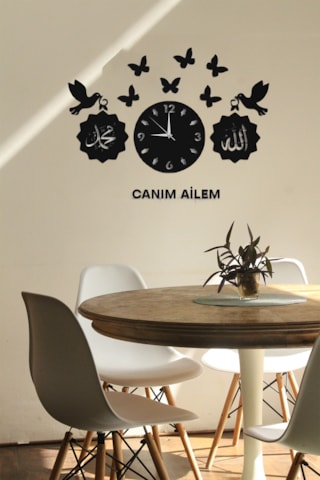 Kuş Kelebek Ahşap Mdf Duvar Saati Duvar Dekorasyon Ürünü