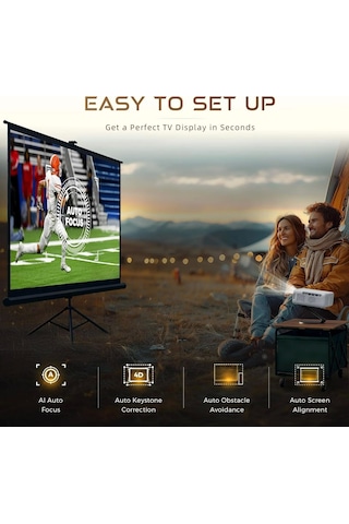 Aurzen Eazze D1 Akıllı Projektör Wifi Ve Bluetooth - Yerel 1080p Film - Beyaz