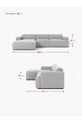 Most Mollista 3 Modül Sol Köşe Koltuk 32 Gri Keten Kumaş Yumuşak