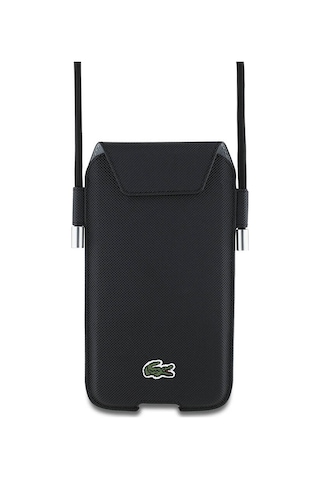 Lacoste Lisanslı Çapraz Vücut Askılı Telefon Kılıfı Pu Pike Desenli Max 6.7 İnç Siyah