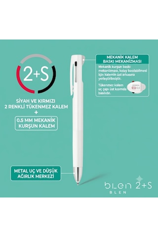 Zebra Blen + 2c Fonksiyonlu Tükenmez + 0.5 Mm Uçlu Kalem Siyah Gövde B-b2sas88-bk
