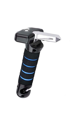 Moveevo Araç Kapısı Tutamaklı Kurtarma Çekiçi 3'ü 1 Arada: Sağlama, Pencere Kırma Ve El Feneri Kırmızı-siyah