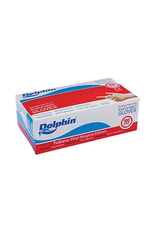 Dolphin Pudrasız Beyaz Vinil Muayene Eldiveni 100'lü