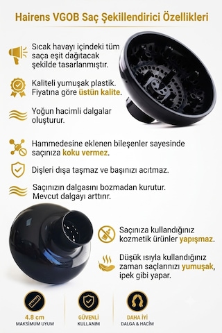 Hairens Vgob Vigo Başlık / Difüzör Saç Kurutma Fön Makinesi Başlığı - Profesyonel Makineler İle Uyumlu