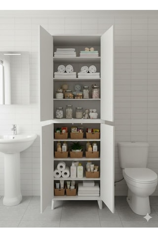 Urla Banyo Dolabı,havlu Dolabı Banyo Mobilyaso Beyaz