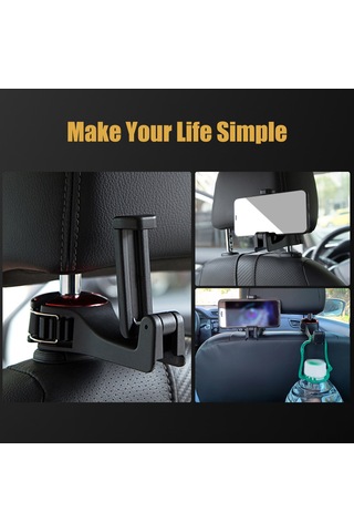 Wezone Araba Arka Kafa Yastığı Telefon Tutucu Ve Çanta Asıcı - 360 Döner, Kilitleme Fonksiyonu, Mavi Abs+silikon Diğer