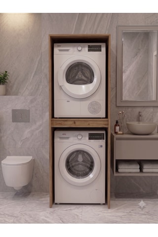 Netto Çamaşır & Kurutma Makine Dolabı Çok Amaçlı Dolap Banyo Dolabı Atlantik Çam