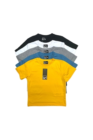 Çocuk Basic T-shirt Kız Erkek Unisex %100 Pamuk 5'li Paket Ek-1