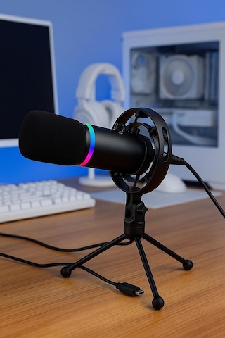 Rgb Profesyonel Stüdyo Mikrofon Kayıt Usb/xlr Çift Modlu Podcast Dinamik Mikrofon Masaüstü Canlı Yayın Mikrofonu