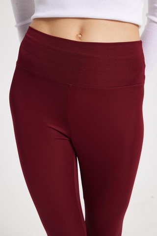 Tudors Kadın Slim Fit Dar Kesim Scuba Kumaş Beli Lastikli Bordo Tayt-42441 Bordo