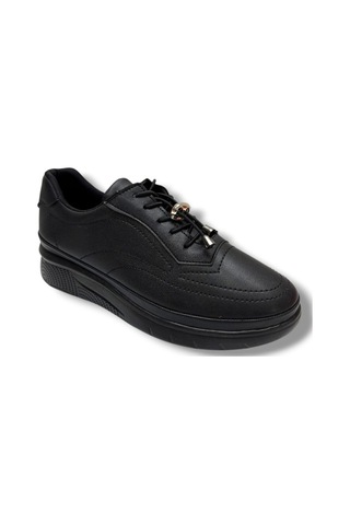 C-shoes 3428-26 Cilt Deri Anatomik Bağcıklı Kadın Comfort Ayakkabı 38-40 Siyah