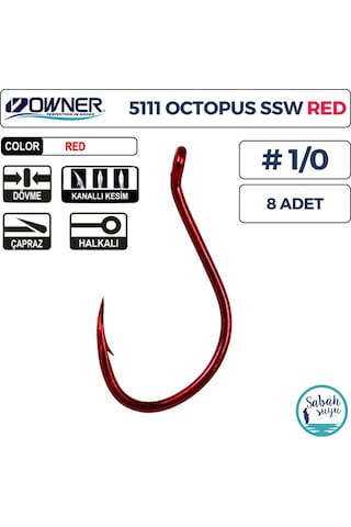 Owner 5111 Octopus Ssw Delikli İğne Kırmızı 1/0 8 Adet
