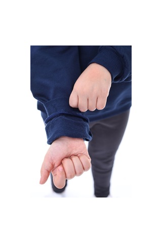 Zuzunga Unisex Basic Bisiklet Yaka Şardonlu Çocuk Sweatshirt 3-10 Yaş Lacivert