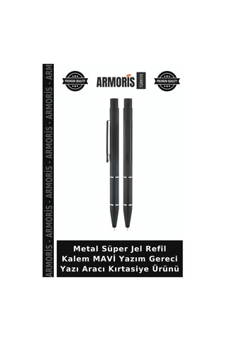 Metal Süper Jel Refil Kalem Mavi Yazım Gereci Yazı Aracı Kırtasiye Ürünü