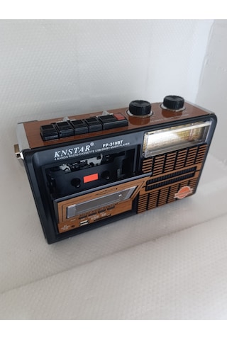 Nostalji Radyo Kaset Çalar Bluetooth Hoparlör Klasik Radyo - Kahverengi- Tek Ebat