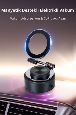 Wearfitpro Güçlü Mıknatıslı 360 Derece Dönebilen Ev Araba Her Alana Uyumlu Elektrikli Vantuz Cep Telefon Tutucu Gri
