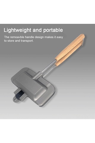 Ebitda Kamp Sandviç Pişirme Tavası Çift Taraflı Sandviç Yapıcı Yapışmaz Alüminyum Çevirme Izgara Tavası Kahvaltı Krep, Kızarmış Ekmek, Omlet İçin Çıkarılabilir Sap İle Siyah Siyah