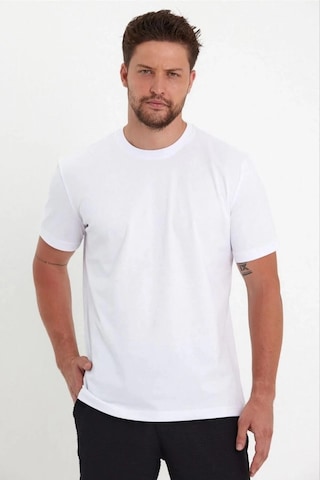 Barlashive Erkek Düz T-shirt Kısa Kol Bisiklet Yaka Regular Fit Rahat Kalıp Günlük Tişört - Beyaz Çok Renkli
