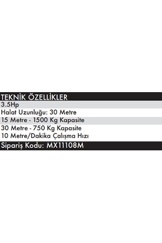 Max Extra Mx11110 - 220 Volt Elektrikli Pratik Yük Kaldırma Vinçi 750-1500 Kg - 15-30 Metre Halat