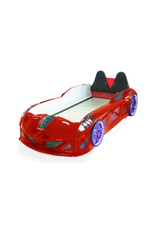 Arabalı Yatak , Kırmızı Jaguar Bazalı Arabalı Yatak,Full Ledli Kırmızı