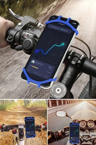 Orjinal Universal Bisiklet Telefon Tutucu Motorsiklet Direksiyon Silikon Gidon Tutucu Aparatı Esnek Siyah
