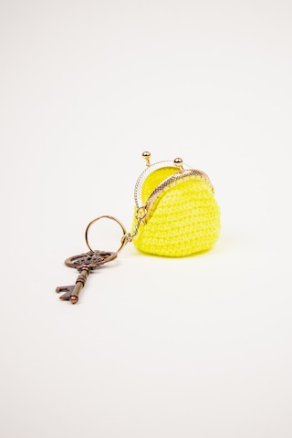 Fabric Craft Bag Mini Bozuk Para Cüzdanı Anahtarlık Klipsli Limon Sarısı
