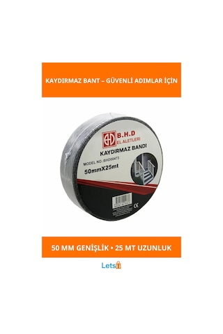 Kaydırmaz Siyah Bant 50 Mm X 25 Mt Güvenlik Bant 1 Adet