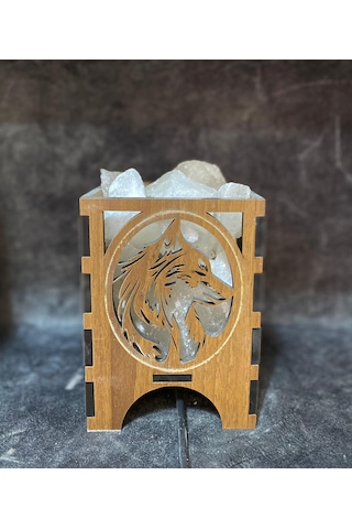 Çankırı Ahşap Kurt Desenli Tuz Lamba