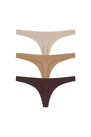 Lazer Kesim Kadın Tanga Külot 3'lü Paket-2 Renkli-3 Çok Renkli