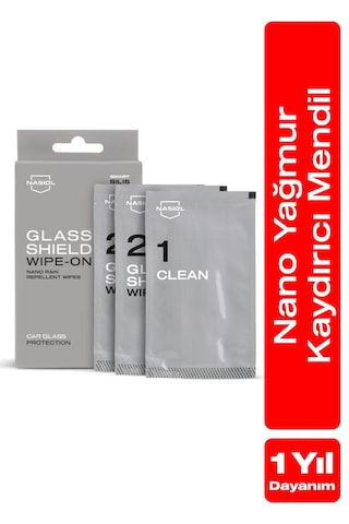 Nasiol Glasshield Wipe On Nano Yağmur Kaydırıcı Mendil Cam Yüzey Seramik Kaplama 1 Yıl Dayanım