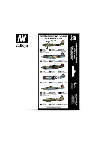 Vallejo 71198 16x18 Ml. 1943 To 1945 Great Patriotic War , Model Air Serisi Model Boyası Seti Renkli